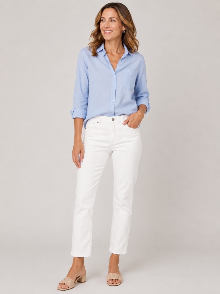 Loft Ann Taylor White Modern Crop Pants Jeans Size 24 / 00 Straight Leg Stretch